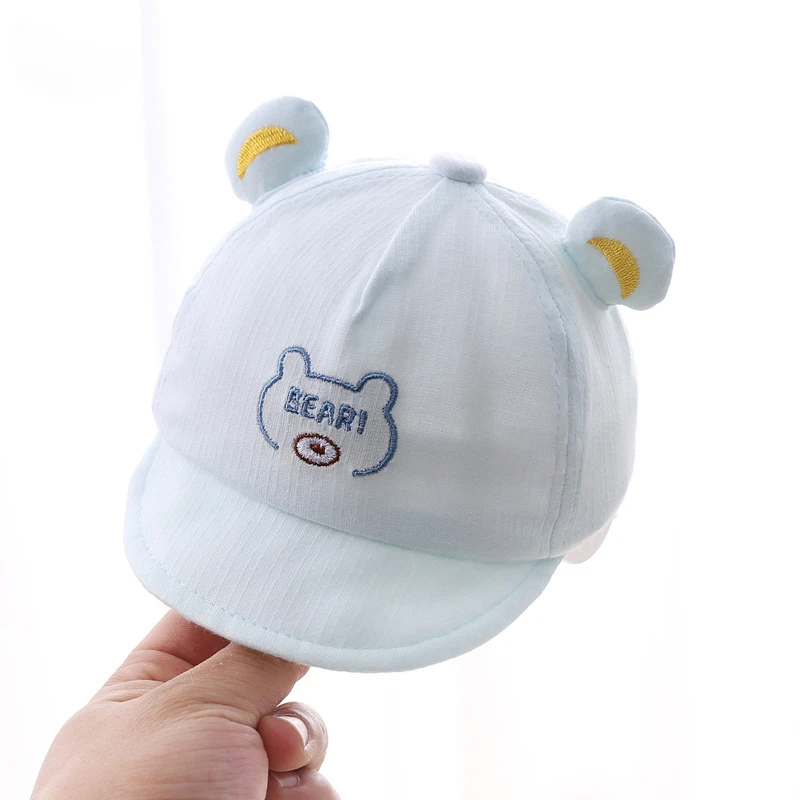 Cute Bear Newborn Cotton Baby Hats Outdoor Boys Girls UV Sun Protection Baseball Caps Kids Cartoon Peaked Cap Headwear 0-6M