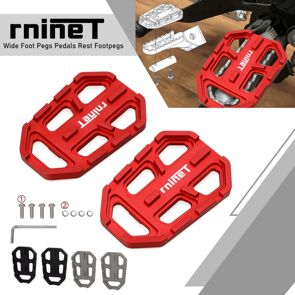 

RNineT Motorcycle Billet Wide Foot Pegs Pedals Rest Footpegs For BMW R Nine T Scrambler Urban GS 2018 2019 2020 2021 2022 2023