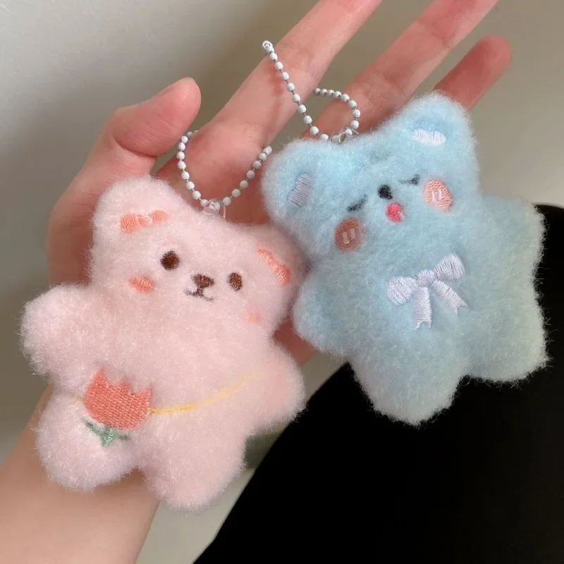 1PCS Cute Little Bear Plush Doll Pendant Bag Keychain Stuffed Soft Cartoon Keychain Decoration Creative Key Ring Birthday Gifts