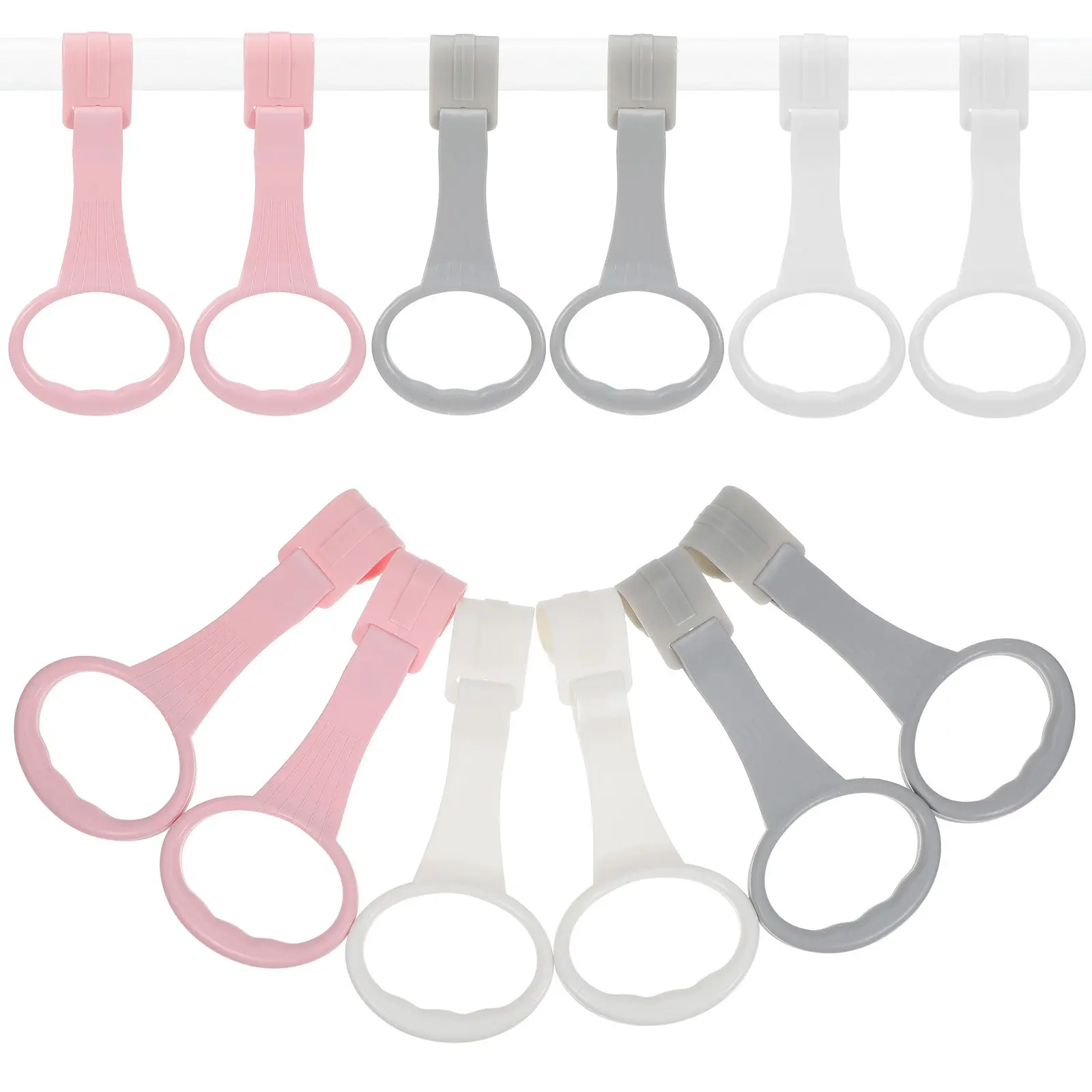 6 anillos de agarre para cuna de bebé, para colgar y tirar, para el desarrollo de habilidades motoras, asa de cuna para niños pequeños