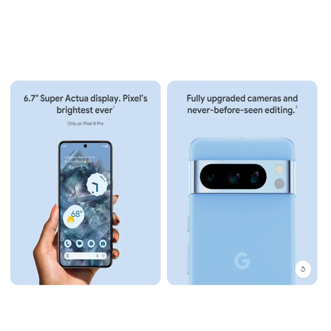 Google Pixel 8 Pro 8Pro 5G 12GB RAM 128GB ROM 6.7" LTPO OLED NFC Google Tensor G3 Octa Core Unlocked Original Cell Phone