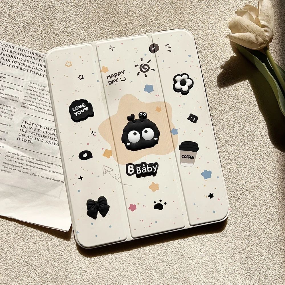 Per iPad 5 6 7 8 9 10a generazione Custodia Air Pro 2024 2025 MINI 3 4 Pro 11 pollici Modello simpatico cartone animato Custodia in pelle con supporto a 3 pieghe