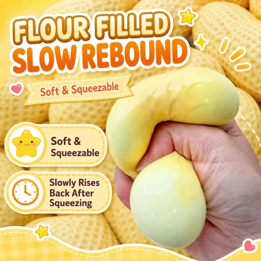 New TPR Peanut Squeeze Squeaky Peanut Shaped Sensory Fidget Slow Rebound Building Block Style Peanut Stress Sensory Play