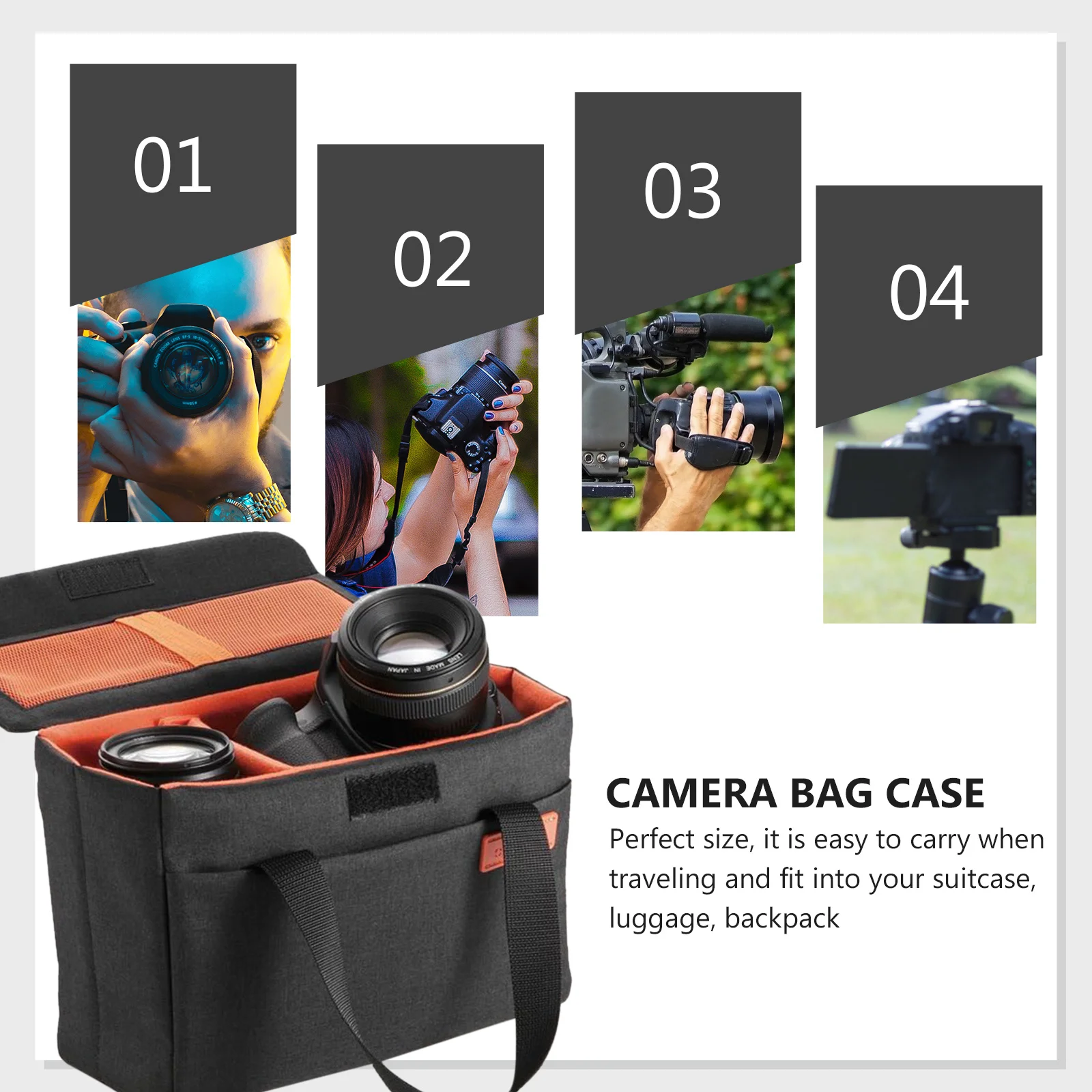 

Camera Insert Bag Foldable Detachable Divider Compact Portable Waterproof Polyester Travel Camera Storage Case