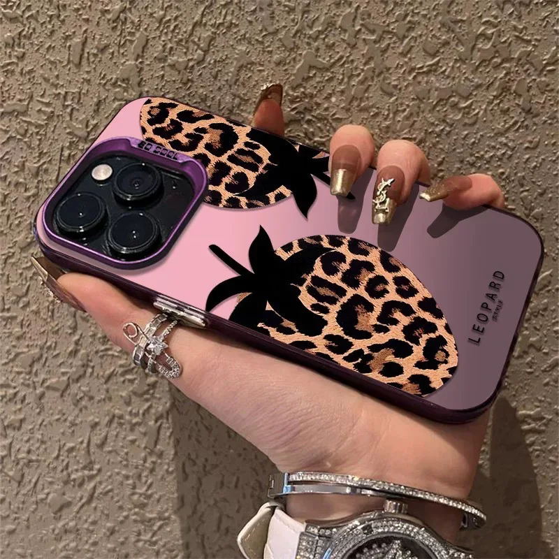 Creative Leopard Print Phone Cases For IPhone 16 ProMax 11 12 13 14 Pro Max X XR XSMax 7/8 15 Plus Laser Plated Silicone Cover