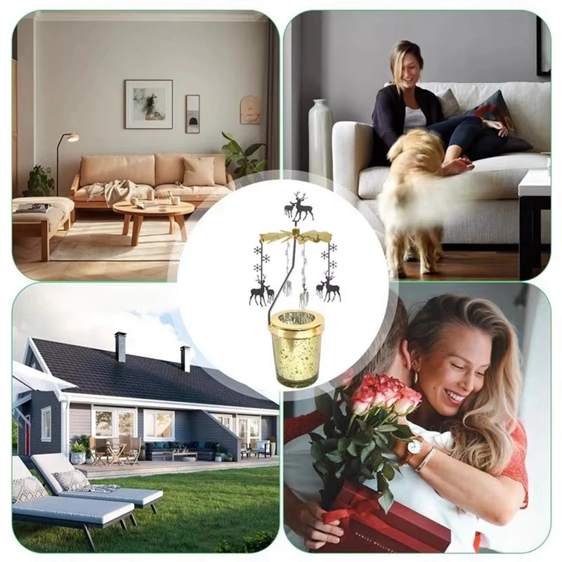 Tempat lilin berputar, tempat lilin Modern sederhana untuk alat makan malam proyeksi berputar