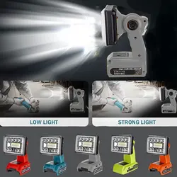 Portable flashlight LED working light for DEWALT for Makita/MILWAKEE/BOSCH/BLACK & DECKER 18V battery camping light