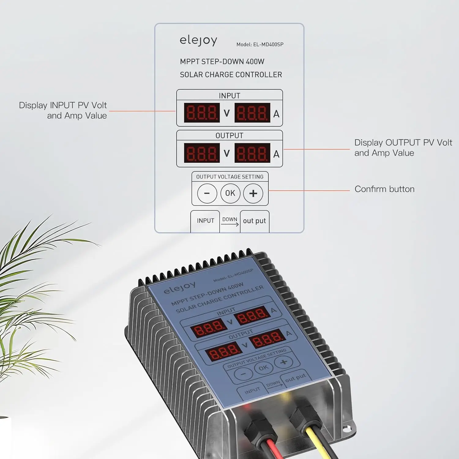 25 Amp 400W MPPT Step-Down Solar Charge Controller 99% Adjustable Output Lithium LiFePO4 Lead-Acid Gel Sealed Flooded Battery