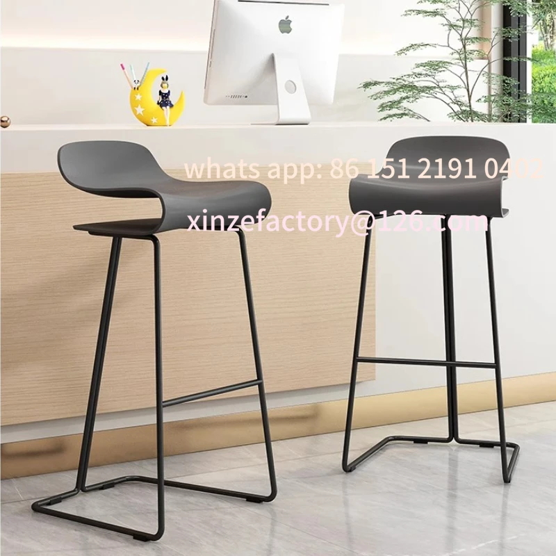 

Customizable Bar Stool Commercial Plastic Counter Stools for Home Modern Minimalist Reception Island S