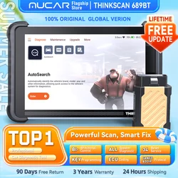 Herramienta de diagnóstico automotriz THINKCAR THINKSCAN 689BT Escáner OBD2 bidireccional Codificación de ECU CANFD DOIP FCA Autoauth 34 Restablecimientos de todos los sistemas Actualización gratuita de por vida