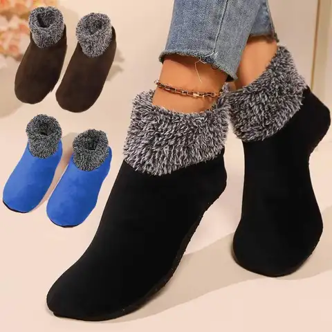 Autumn Winter Warm Fuzzy Slippers Socks Men Women Adults High-top Floor Socks Thickened Comfortable Warm Homeuse Socks