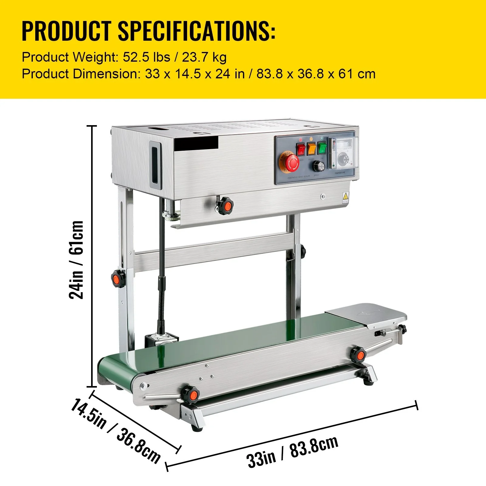 FR-770 Continuous Band Sealer Automatic Band Sealer with Digital Temperature Control Vertical Sealing Machine