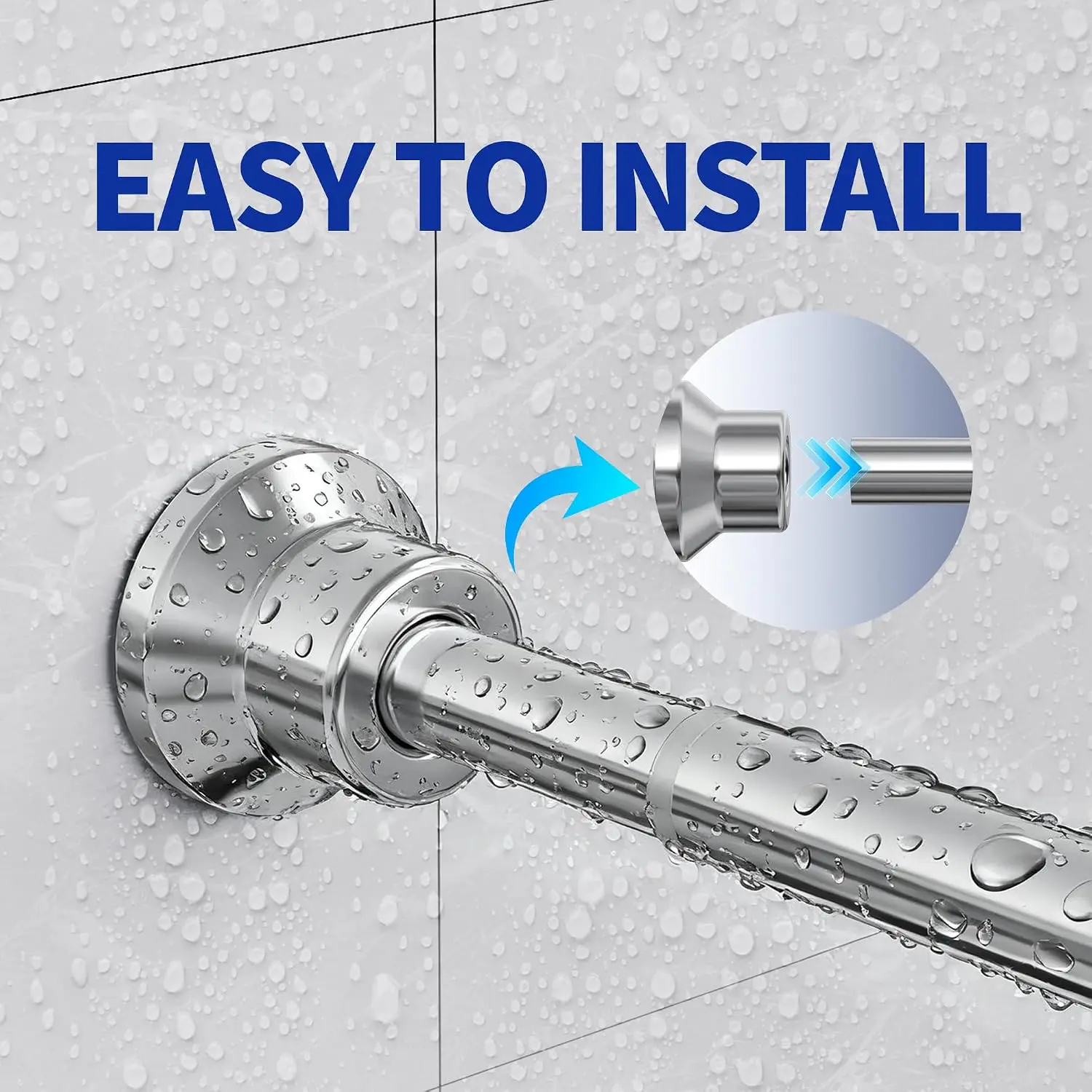 Adjustable Tension Shower Curtain Rod 31-76 Inch Heavy Duty Rust-proof No Drilling for Bathroom Silver view 4