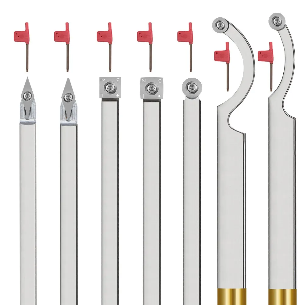 Wood Turning Tool Woodworking Lathe Tool with Carbide Insert Rougher Finisher Swan Neck Hollowing Tools