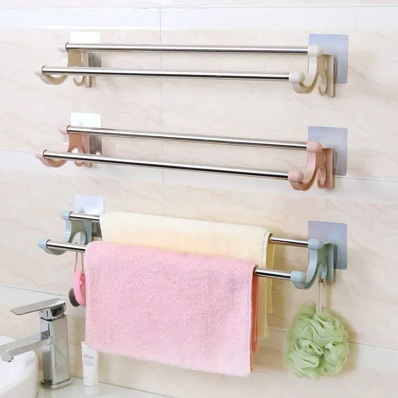 Stainless Steel Double Bathroom Towel Rack Bathroom Storage Rack Bathroom Towel Rod Bath Towel Rack Pendant Wholesale