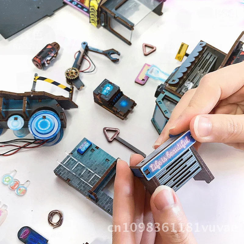 

DIY ручной работы безграничный измеряющий книжный стенд, модель небольшого дома, деревянный строительный комплект, праздничный подарок для мальчиков, интерактивный психический