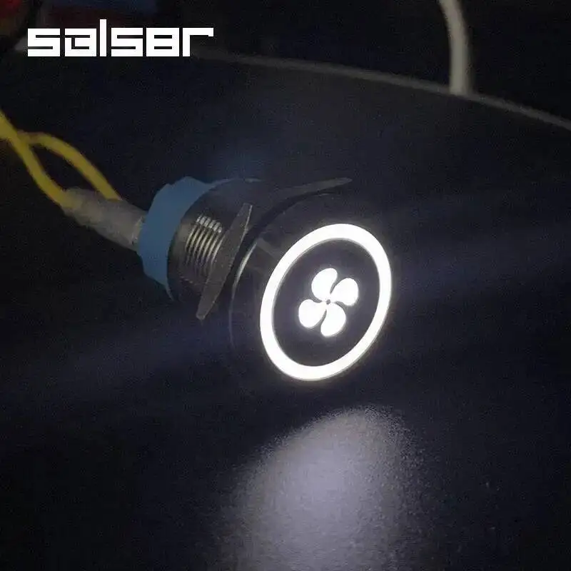 16/19/22mm Flat Round Fix Reset Customize Power Supply With LED Light DIY Luminous Character Start Stop Metal Push Button Switch
