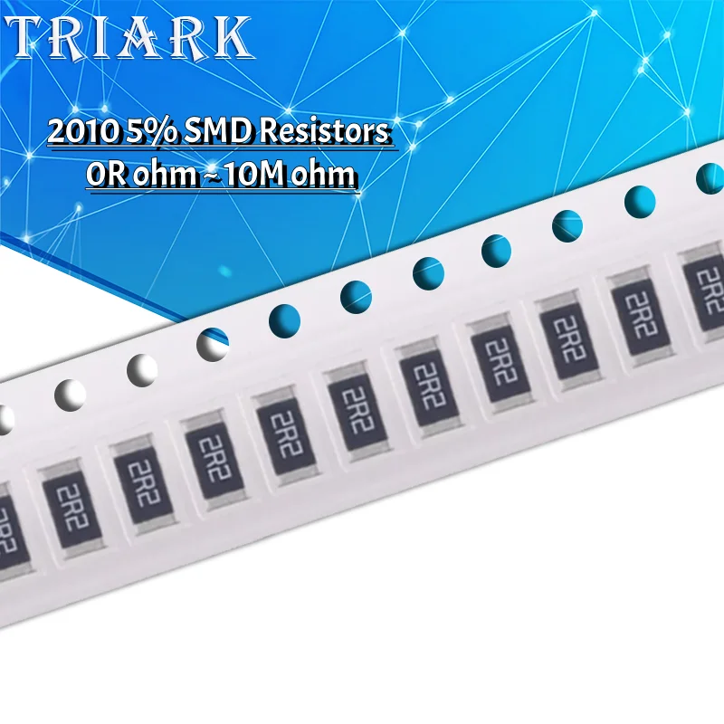 50PCS 2010 5%  SMD Resistor 0R - 10M 0 10 100 220 470 ohm 1R 10R 47R 100R 220R 470R 1K 2.2K 4.7K 10K 100K 910K 1M 1/2W Resistor