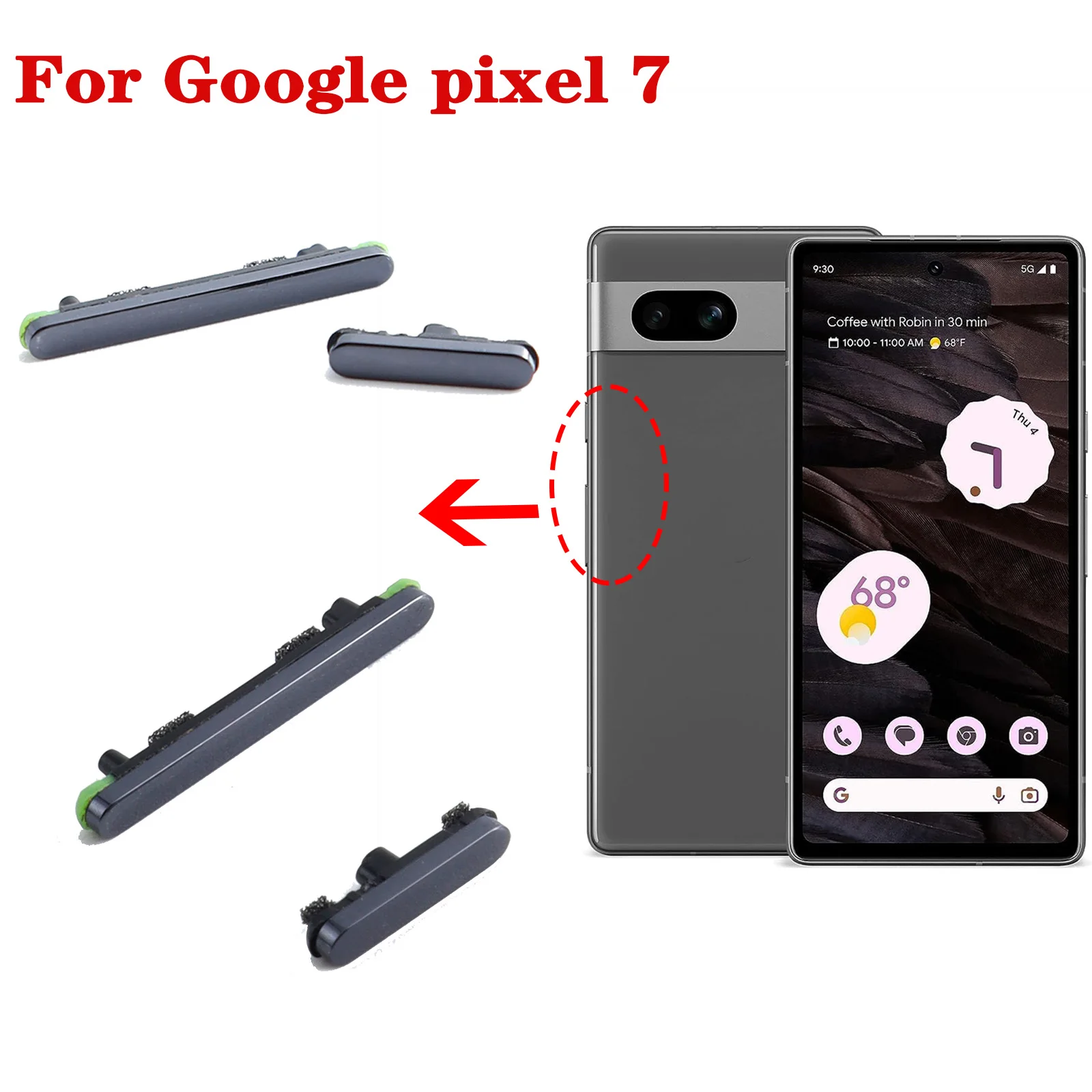 Original Side Button Keys for Google Pixel 7, Volume Buttons Replacement Parts, Power Volume Buttons, 7Pro