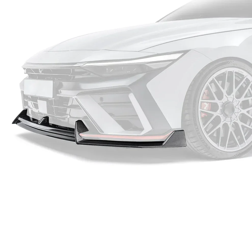 Car Front Bumper Lip For Hyundai Elantra N-Line/N 2024-2026 Spoiler Car Accessories Body Kit Glossy Black Carbon Fiber Painted