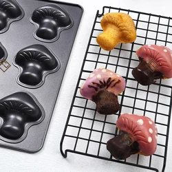 6-Cavity Mushroom Cake Pan Non-stick Heavy Carbon Steel Cookies Jelly Molds Chocolate Madeleine Pastry molds Baking supplies