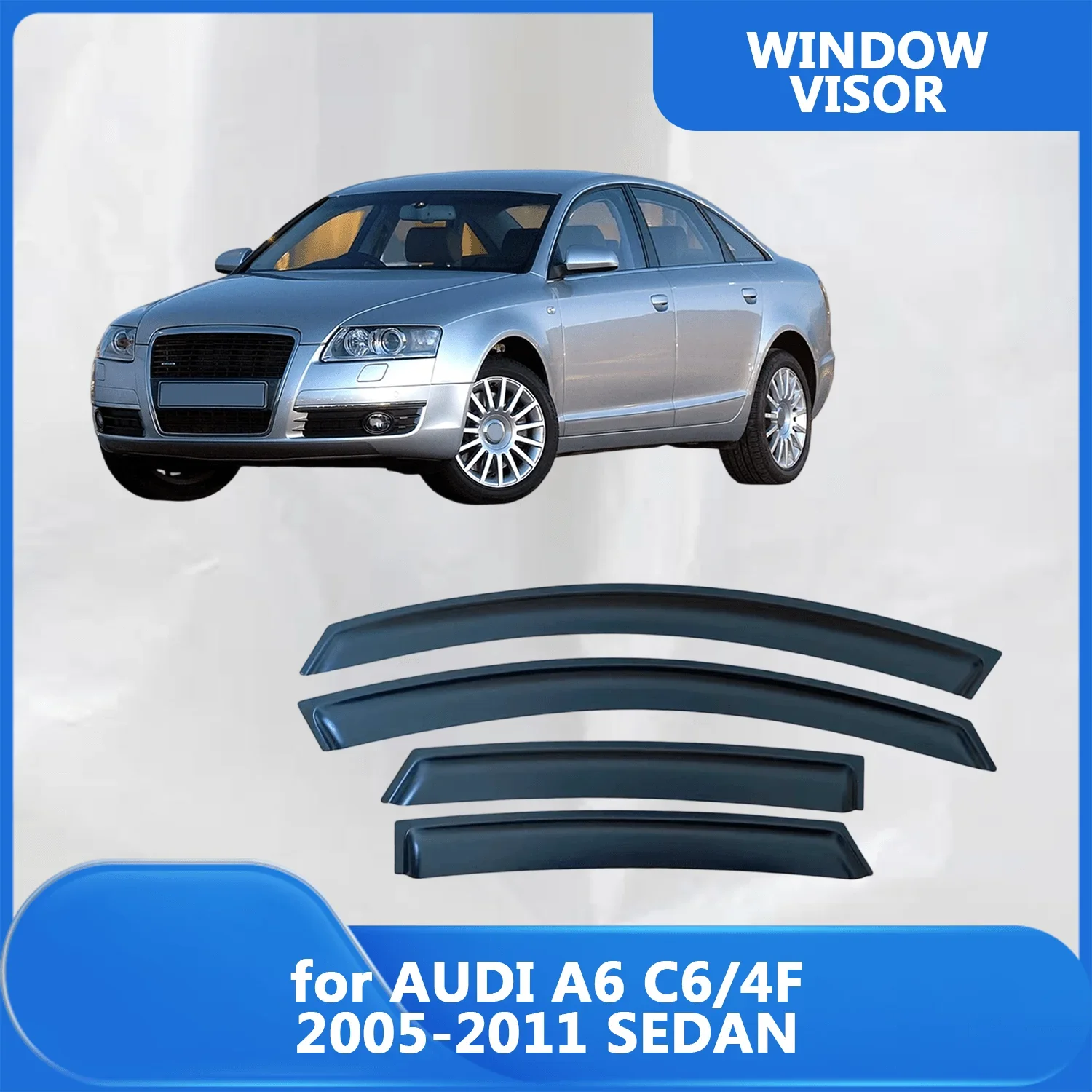 

Window Visor for AUDI A6 C6/4F 2005 2006 2007 2008 2009 2010 2011 SEDAN Weathershied Door Side Window Wind Sun Rain Guards
