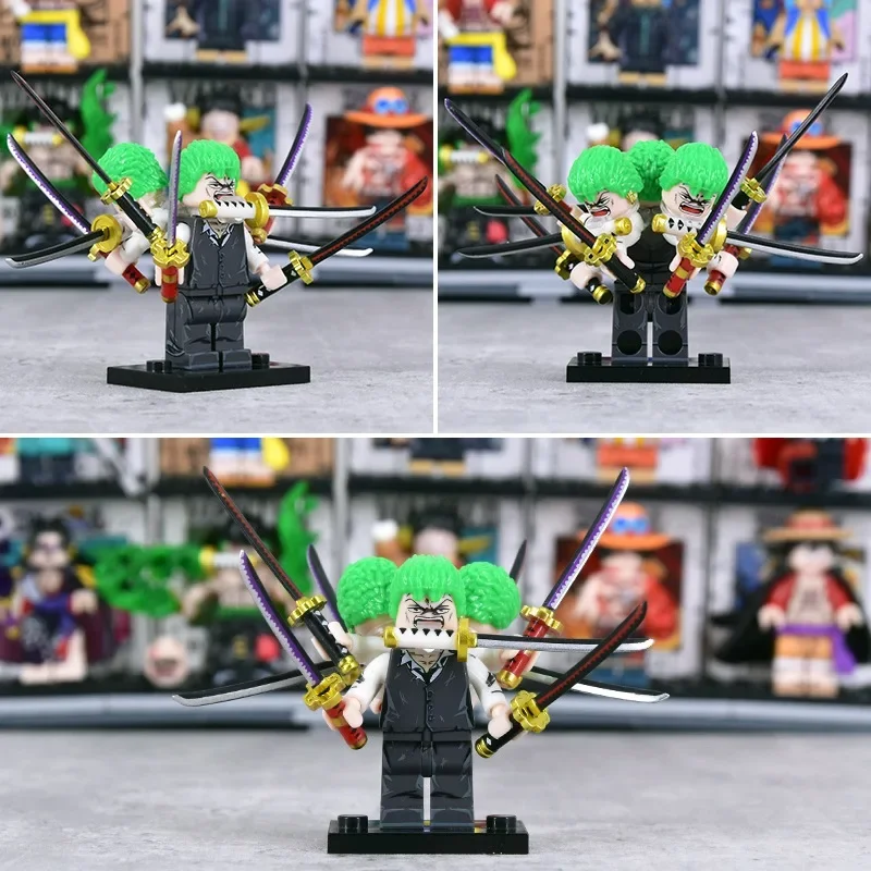 One Piece Nine Knife Flow Roronoa Zoro Assembled Building Blocks Renzi Toys Anime Accessories Gifts Collection Models