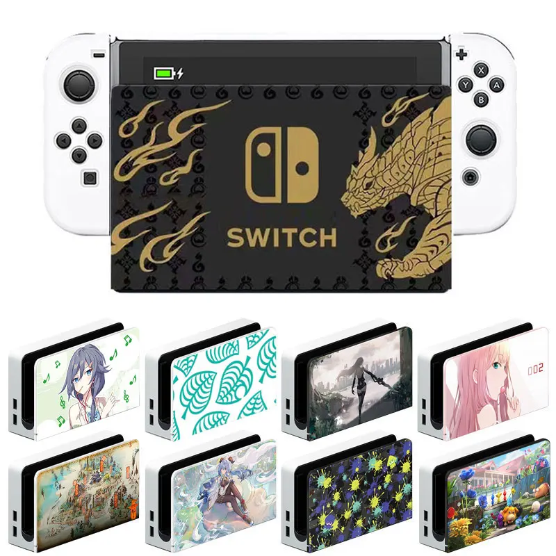 

Decorative Front Plate Protective Cover For Nintendo Switch Oled Charging Dock Station Cartoon Anime Replacement Faceplate Case