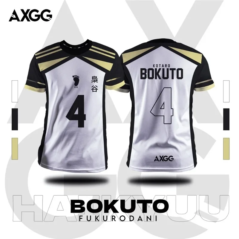 

2024 New 3D Printed Men's Haikyuu Fukurdani Bokuto Anime Knitted T-shirt Summer Casual Fashion Round Neck Children's Adult Top