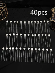 40PCS Simple Pearl Hair Pins Fashion Hairpin Headpiece For Women Bridal Wedding Hair Jewelry Accessories Set with Veil