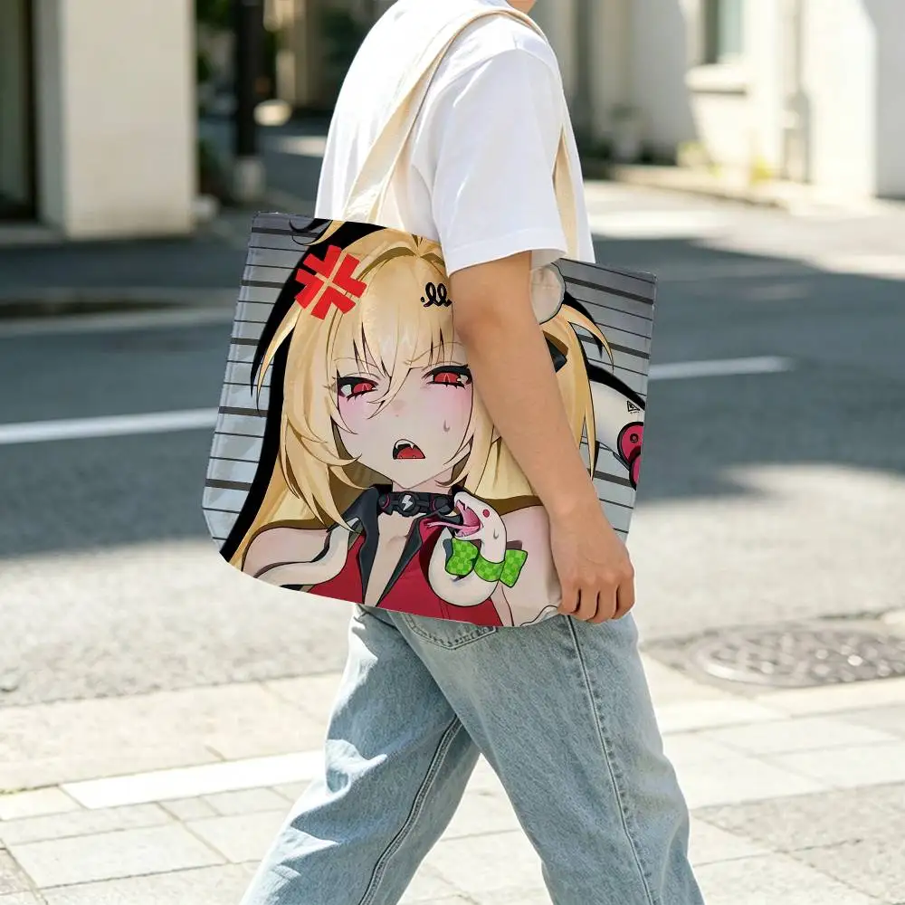 Zenless ZZZ C-Cissia Large Capacity Cotton Polyester Shoulder Tote Bag Zipper Handbag for Shopping Daily 3