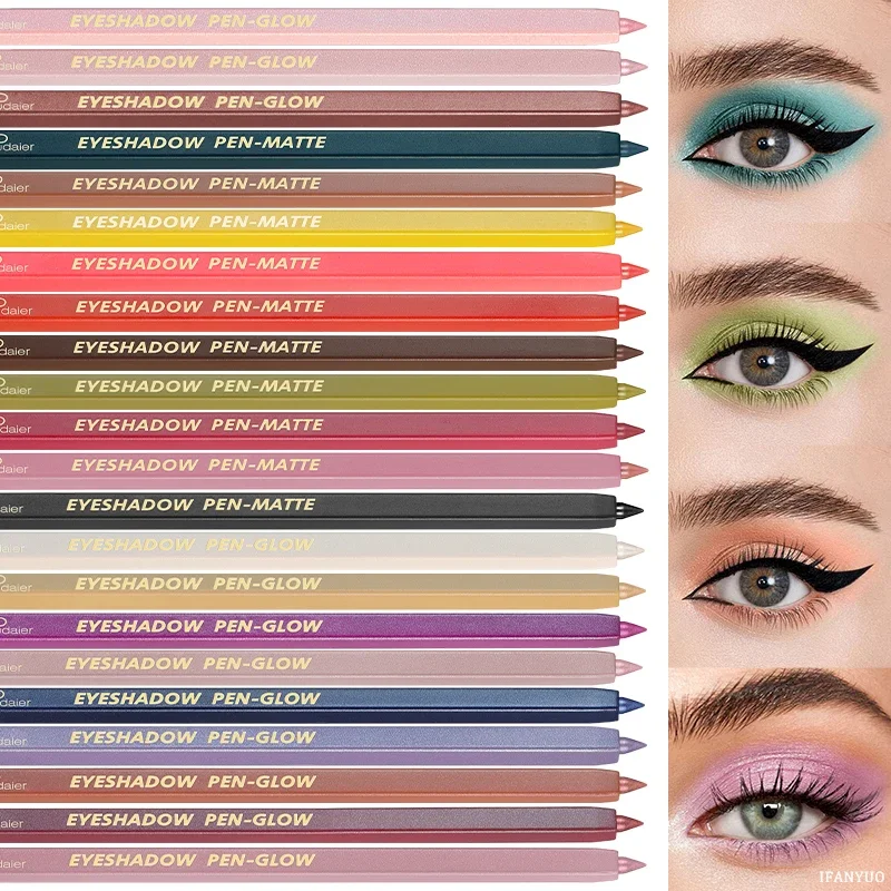 24Color Optional Eye Shadow Slim Tip Soft Eyeliner Gel Pencil High Gloss Shimmer Matte Highlighter Makeup Pen With sharpener