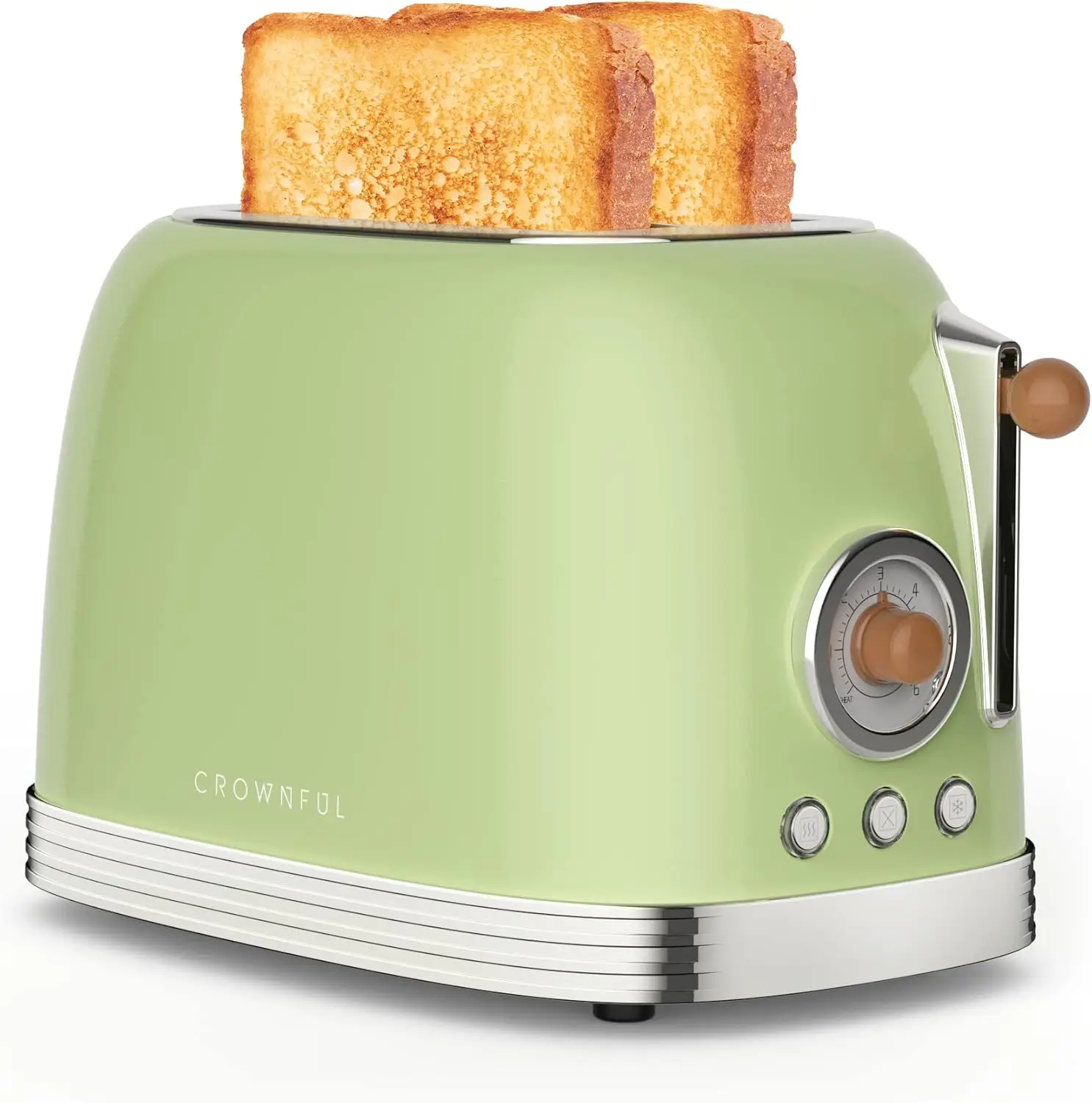 

Extra Wide Slots Toaster, Retro Stainless Steel with Bagel, Cancel, Defrost, Reheat Function and 6-Shade Settings Green