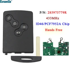 Ecusells 433MHz ID46 PCF7952A Chip Smart Remote Car Key Card Fob Dla Renault Megane 3 Laguna 3 Scenic Fluence Keyless Hands Free