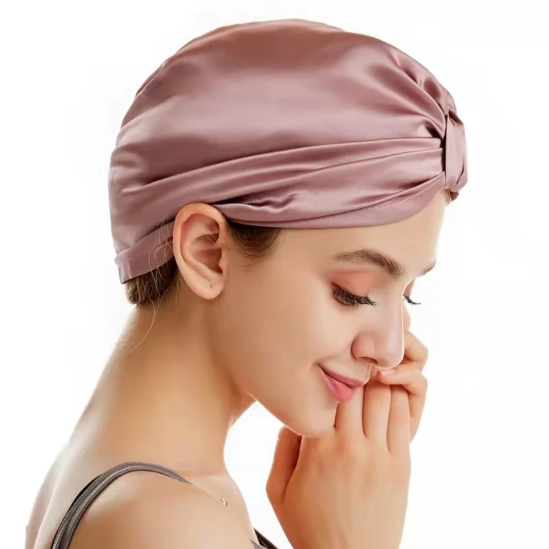 Pure Silk Hair Bonnets Women Sleeping Hair Cap Designer Silk Night Cap 100 Mulberry Silk Beanie for Hair Care Protect Head Wraps