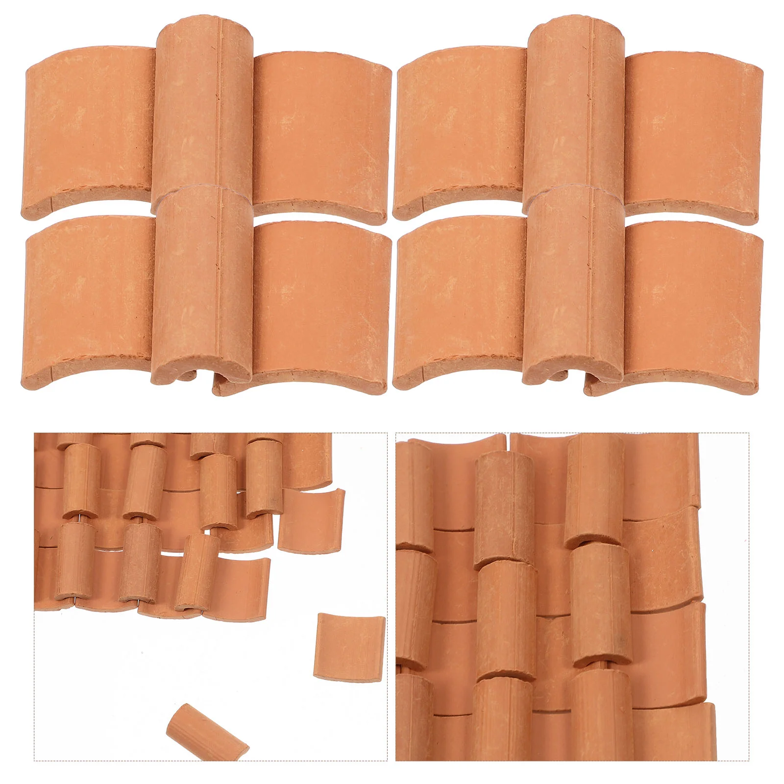 

120 Pcs Building Blocks Tile Model Creative Roof Tiles Models Mini Miniature Clay Kids DIY Simulation Brown Child