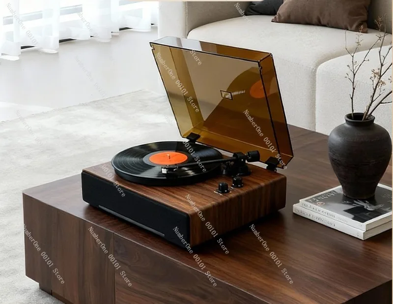 Vinyl Record Player Turntable USB Bluetooth Phonograph Metal Disc Player Multifunction Retro Music Player with Built in Speaker