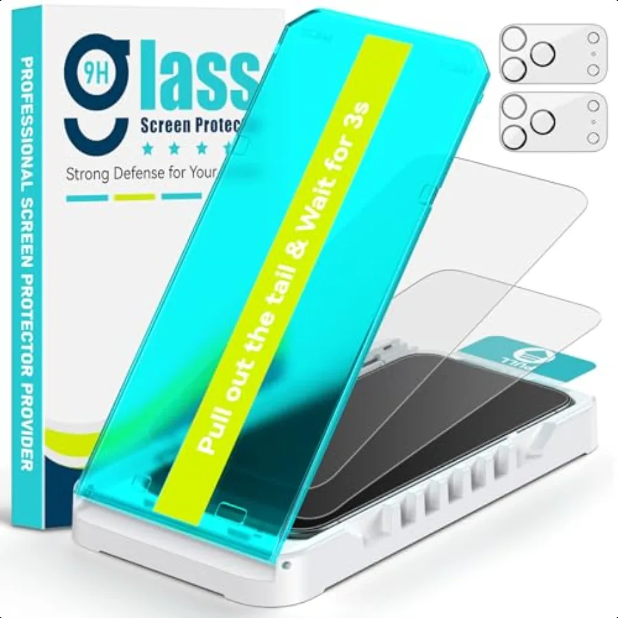 

2 Pack Matte Glass Screen Protector for iPhone 17 Pro Max 6.9Inch with Auto Fit Box + 2 Pack Camera Lens Protector AntiGlare An