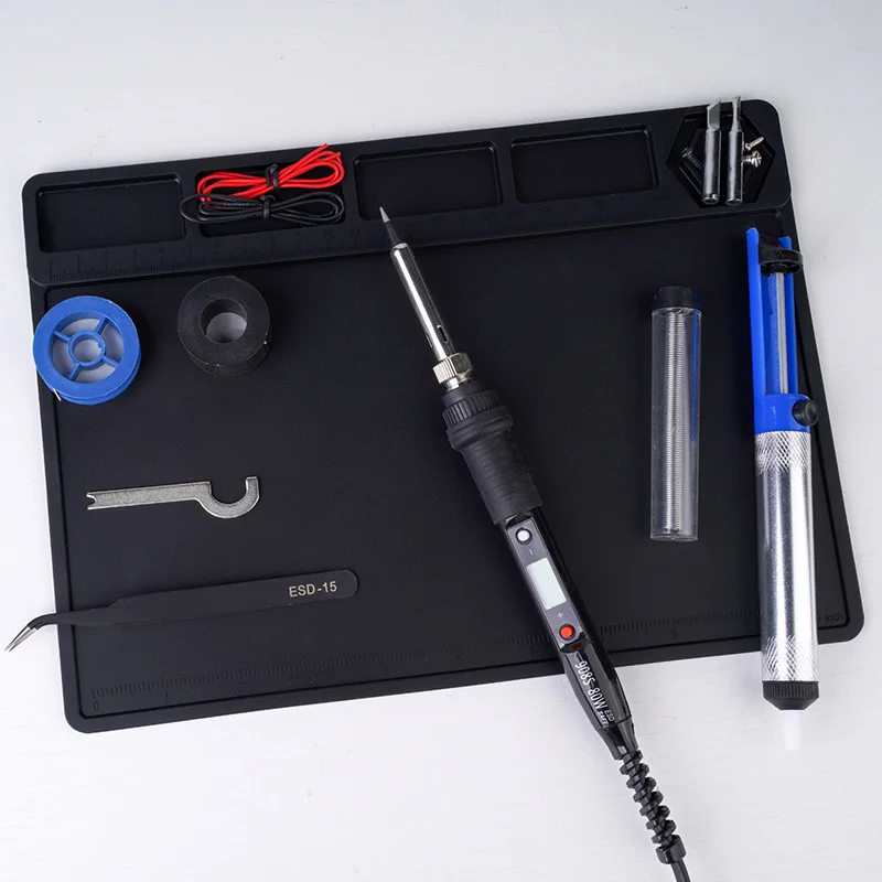 Imagem -03 - Soldering Mat Work Station Kit Silicone Repair Pad Esd Antiestático Resistente ao Calor Isolamento Manutenção Plataforma