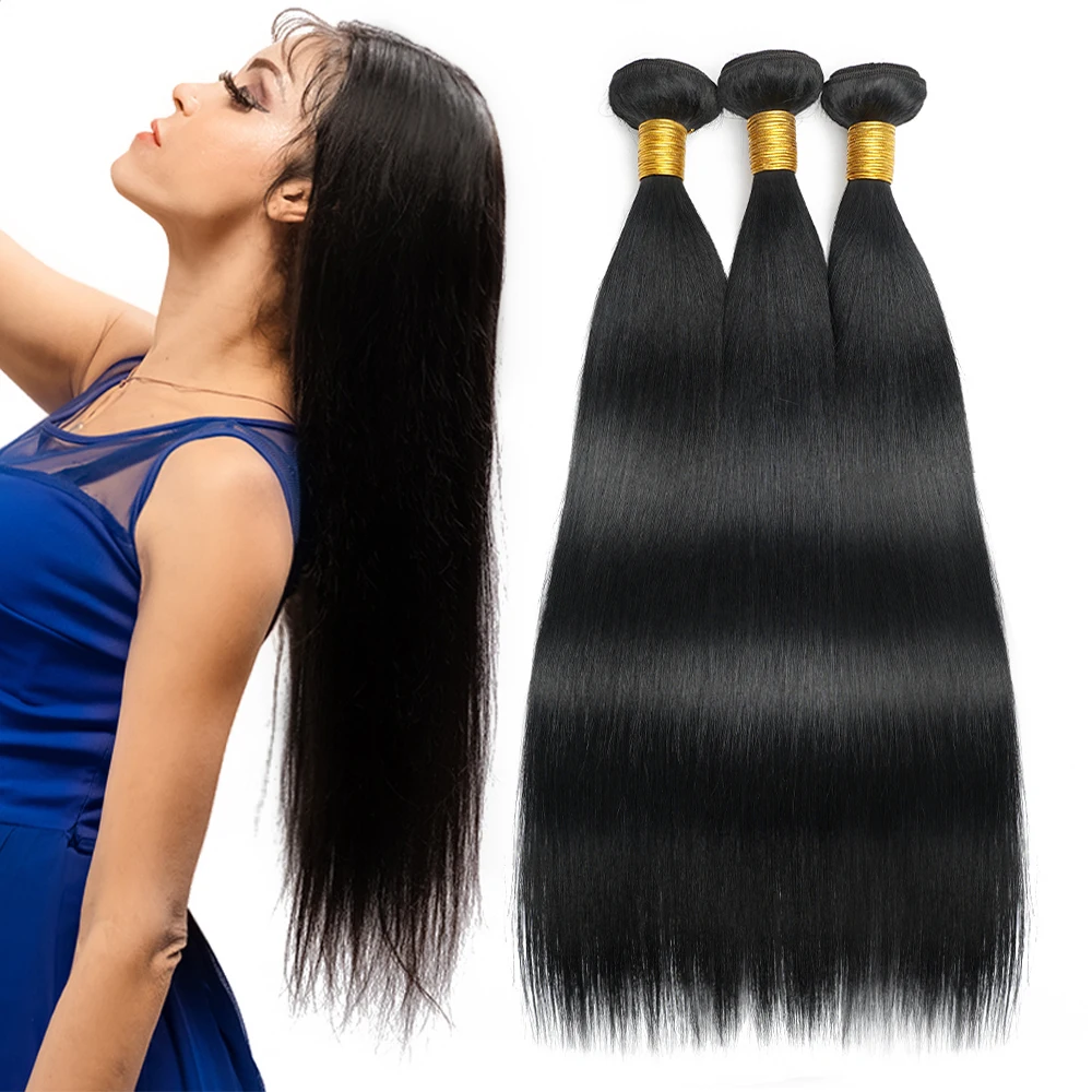 14-26Inch 12a Bot Steil Menselijk Haar Bundels Dikke Uiteinden Remy Braziliaanse Human Natural Hair Extensions Dubbele Wefts Haar Weven