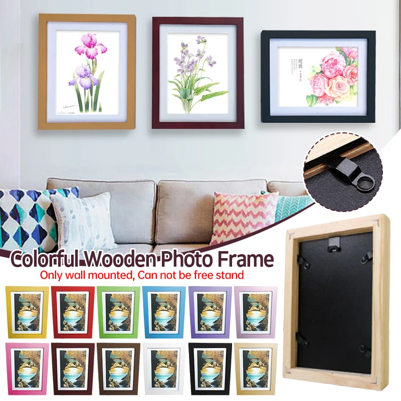 

Wooden Photo Frame Wall Mounted Collage Frame Display for Pictures Posters Art Prints Home Decor Colorful Gallery Wall