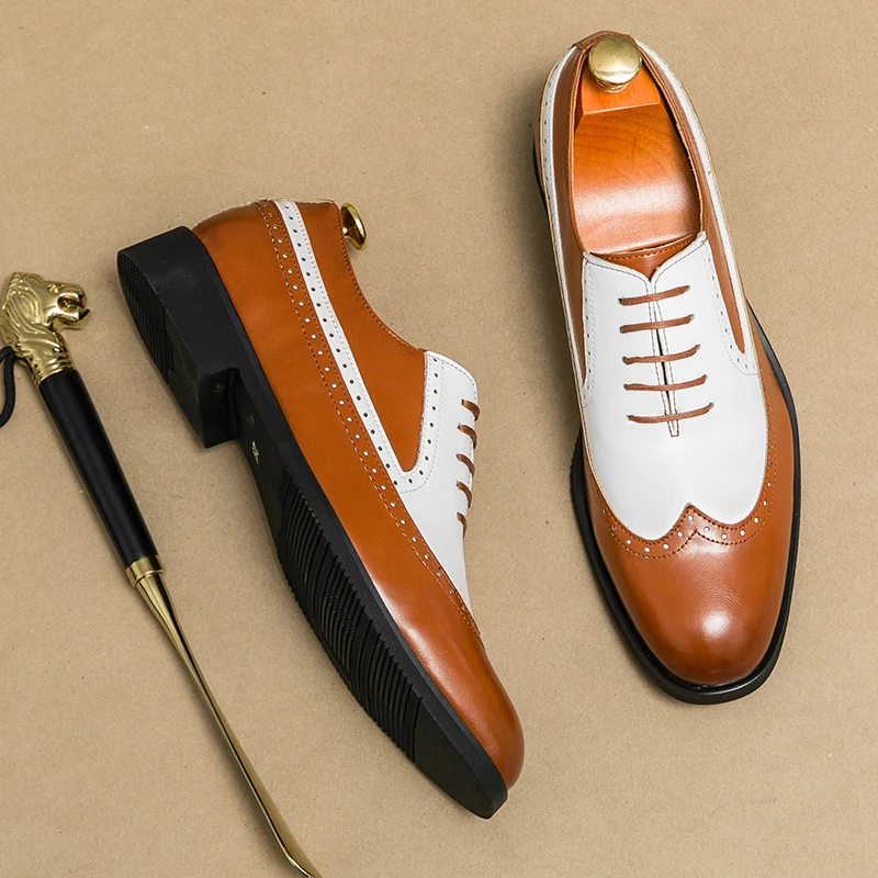 

Classic Fashion Formal Shoes Men Shoes PU High Quality Soft Leather Block Shoes British Style Social Shoes Size 38-48 Men Shoes