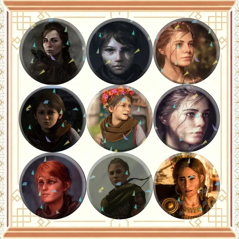 A-A P-Plague Tale R-Resonance 32/44/58mm Handmade Pins Round Brooch Badge Backpacks Clothes Jewelry Gifts