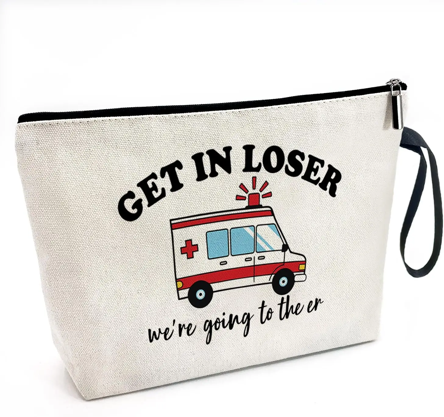 Canvas Zipper Makeup Bag Storage Toiletries Bag Gifts for Paramedic Emergency Medical Technician Ambulance Technician Nurse