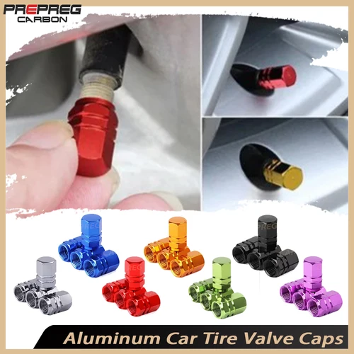 4 Uds. Tapas de válvula de neumático de coche de aluminio, cubierta hermética de válvula de neumático de aleación hexagonal, polvo impermeable para automóviles, motocicletas, camiones y bicicletas