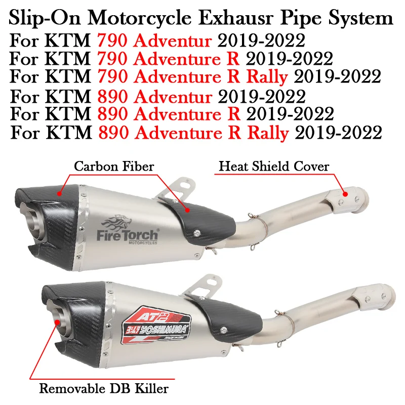 For KTM 790 890 KTM790 KTM890 Adventur R Rally 2019 - 2022 Motorcycle Yoshimura AT2 Exhaust Modify Escape Moto Middle Link Pipe