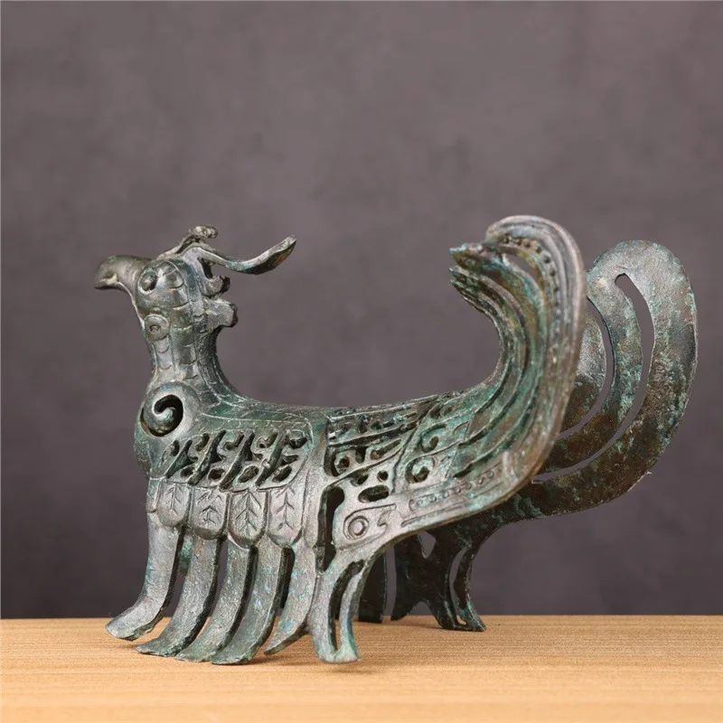 Ancient Bronze Ornaments Copper Xiangde Craft Museum Antique Collection Dui Divine Bird