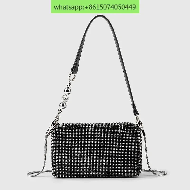 Rhinestone pillow bag women's fashion handmade one-shoulder diagonal bag full of diamond underarm bag