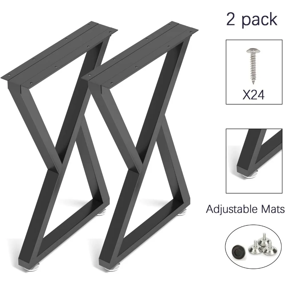 Patas de mesa de metal ajustables de alta resistencia de estilo rústico industrial, 28 pulgadas de altura, 17,7 pulgadas de ancho, pies protectores incluidos