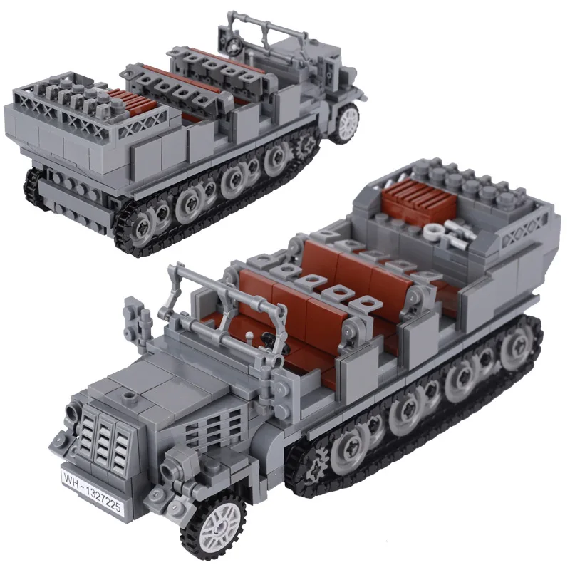 MOC WW2 German Military Tank Vehicle Armored Car Building Blocks Kit War Scene US Soldiers Carrier Bricks Toys Boys Gift